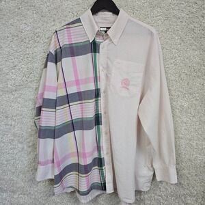Tommy Hilfiger Madras Archive Shirt Women XL Pink Plaid Seersucker Split Design